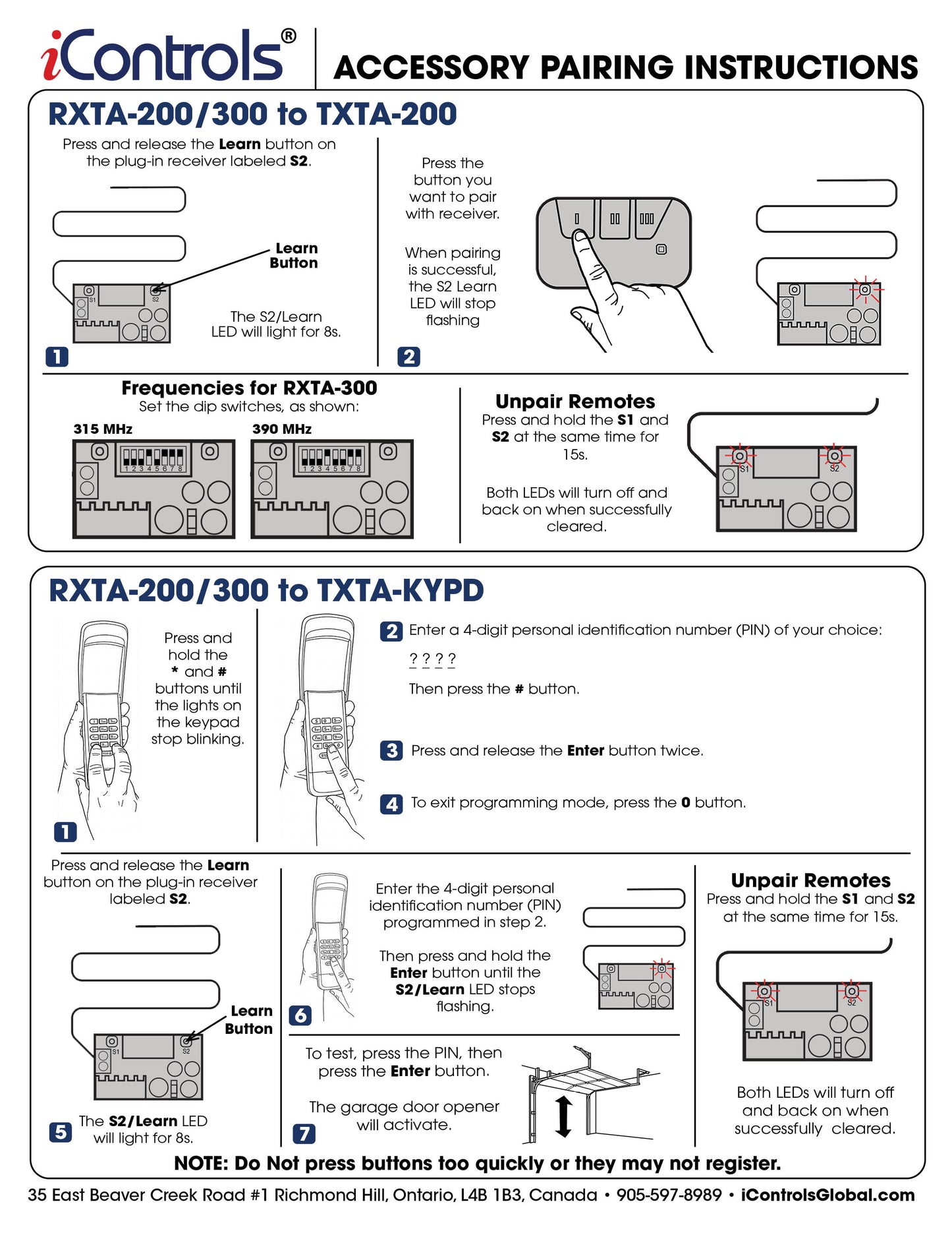 3-Button Remote Transmitter