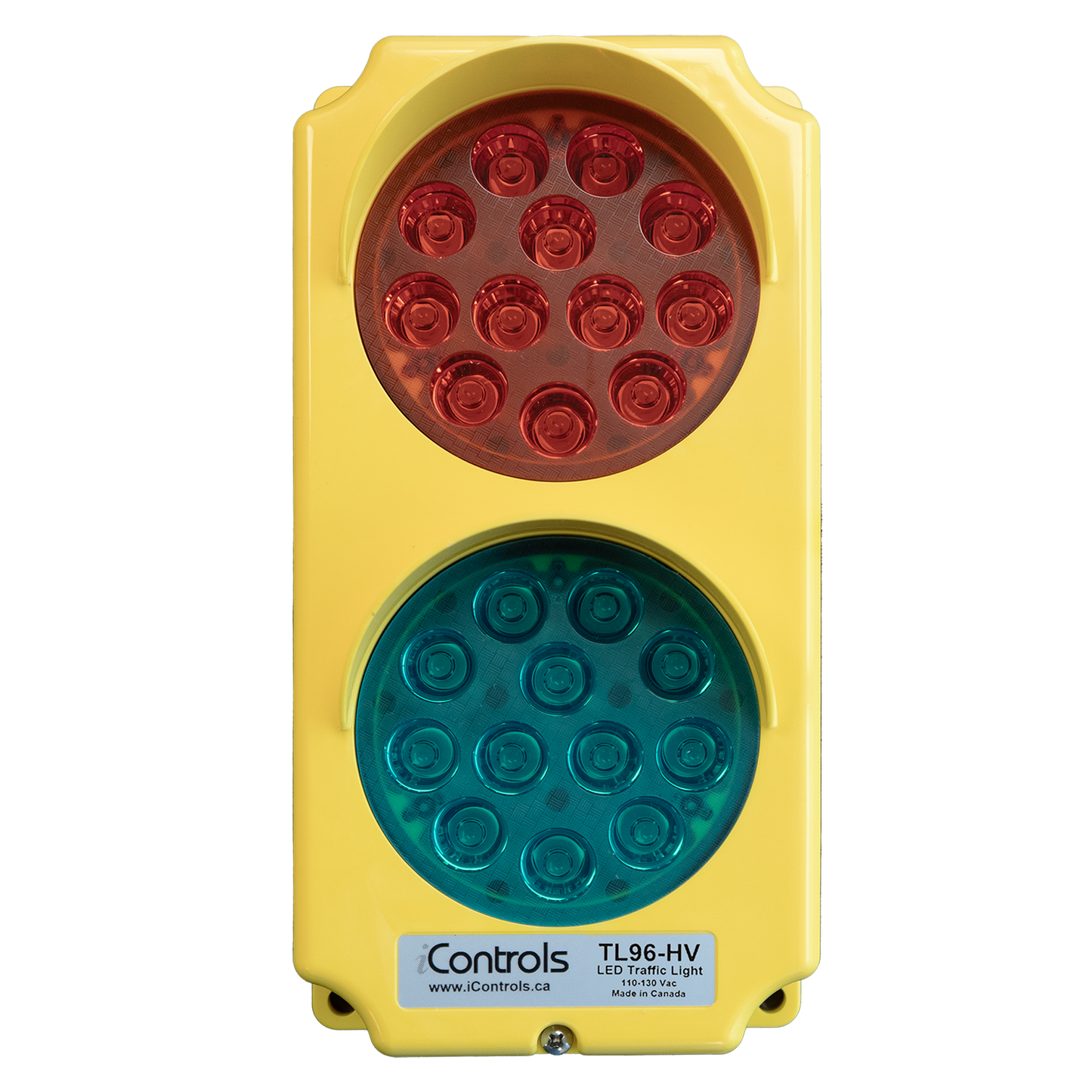 TL96-HV-YL: Red/Green LED Lights, 110-130Vac, Yellow Body